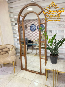 آینه قاب پنجره ای چوبی